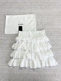 FEMININE CASCADE RUFFLE SHORT SKIRT