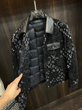 BLACK TEXTURED JACKET WITH CONTRAST PANEL DETAILS