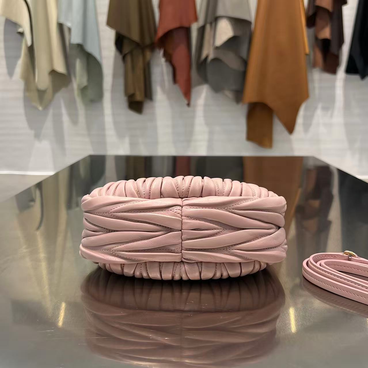 BLUSH PINK MATELASSÉ MINI HOBO BAG