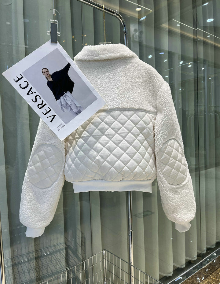 CHAQUETA DE PELUCHE CORTA CON PANELES ACOLCHADOS