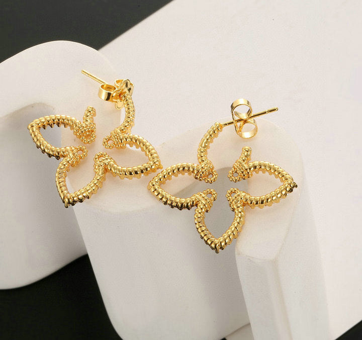 GOLD-TONE CRYSTAL FLOWER DROP EARRINGS