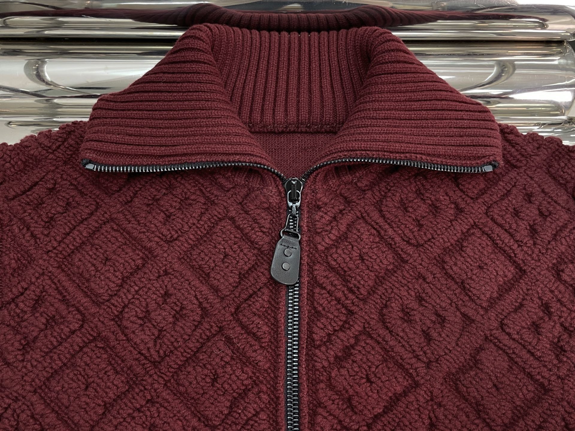 TEXTURED ZIP-UP KNIT JACKET