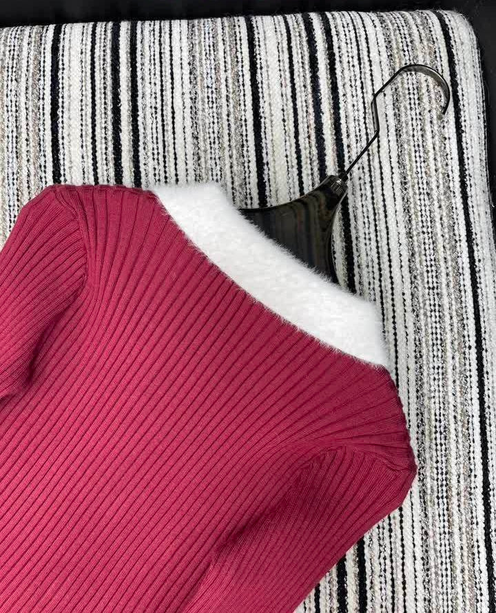 RIBBED KNIT CONTRAST CARDIGAN