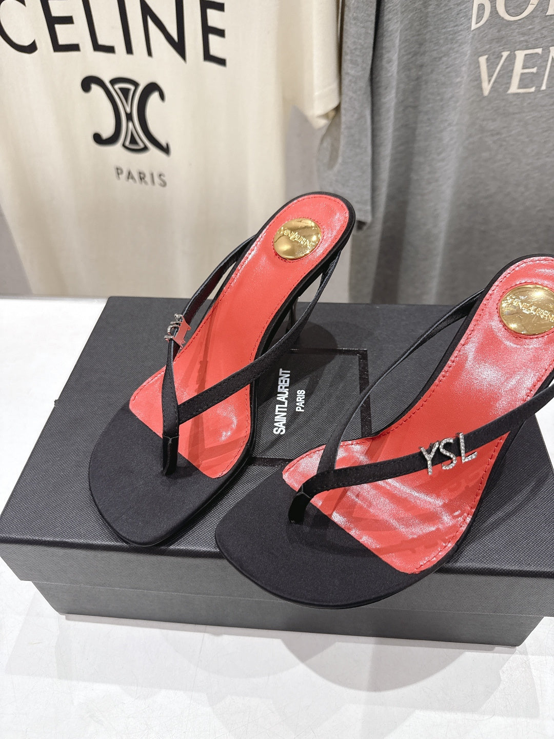 BLACK STRAPPY KITTEN HEEL SANDALS