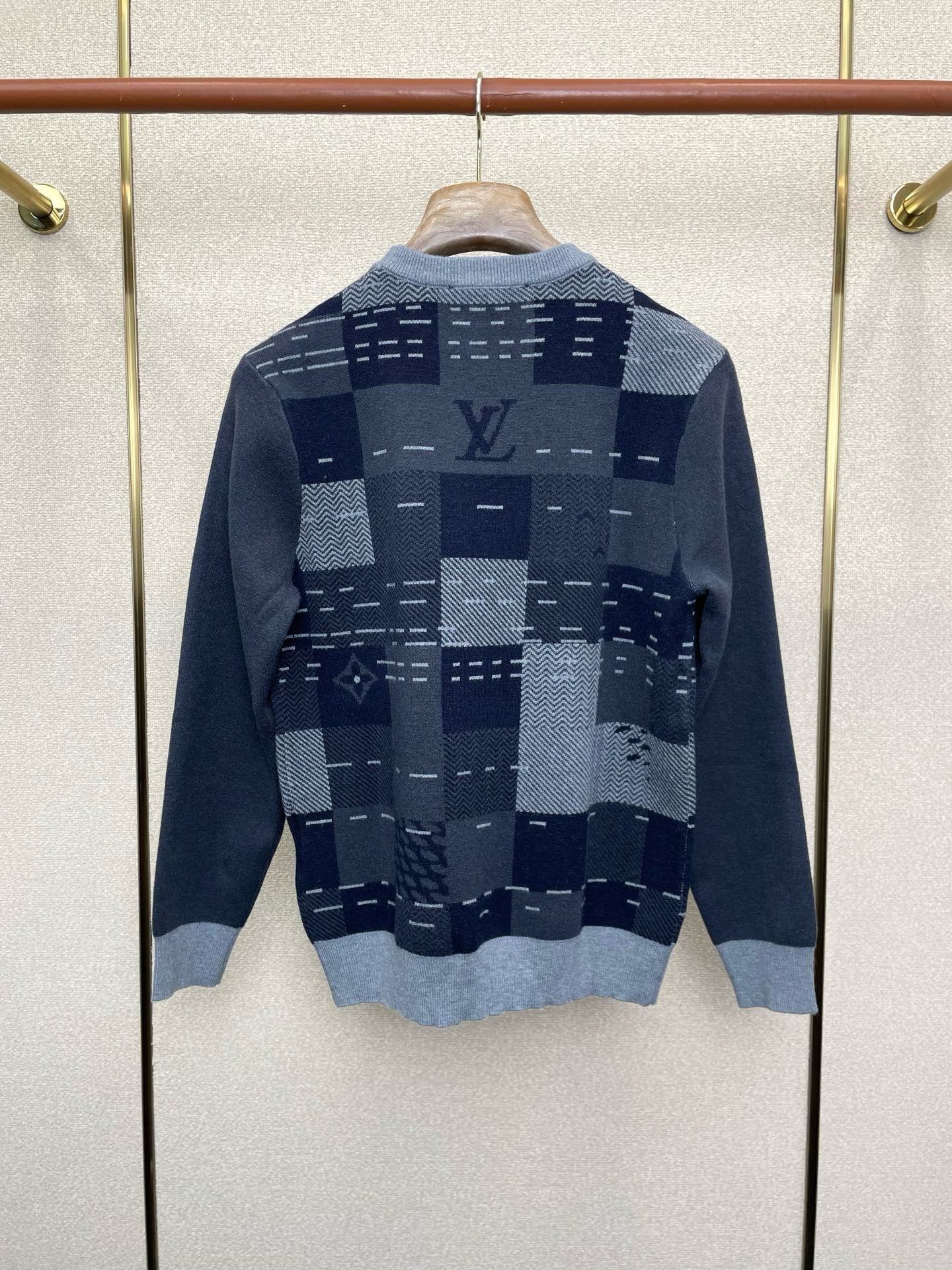 Patchwork-Strickpullover mit Rundhalsausschnitt