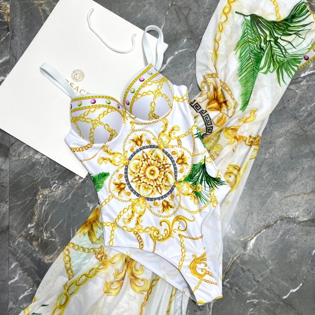 LUXE BAROQUE PRINT ONE-PIECE WITH SARONG