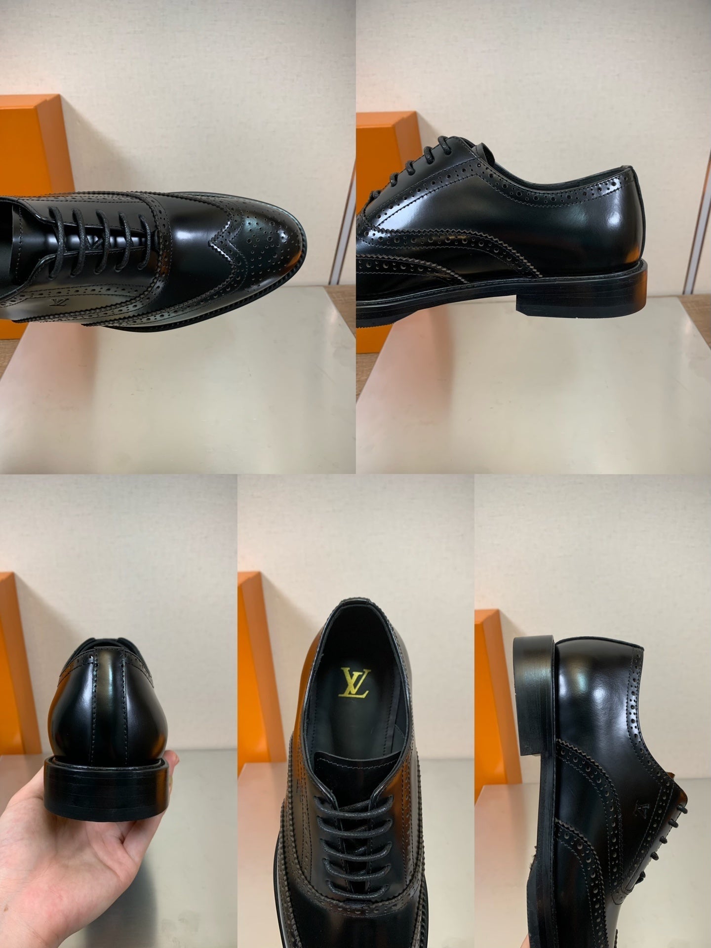 CLASSIC BLACK LEATHER BROGUE DRESS SHOES
