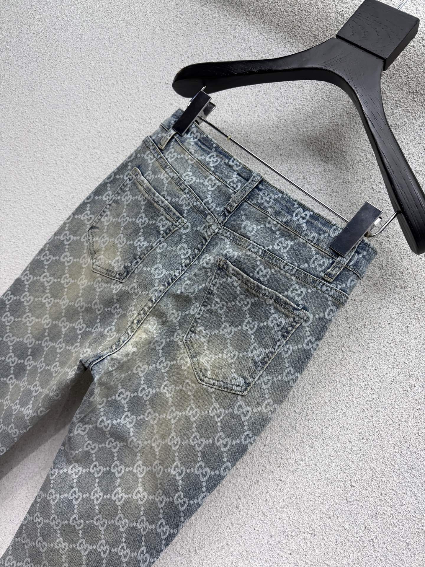 ALL-OVER MONOGRAM STRAIGHT LEG DENIM JEANS