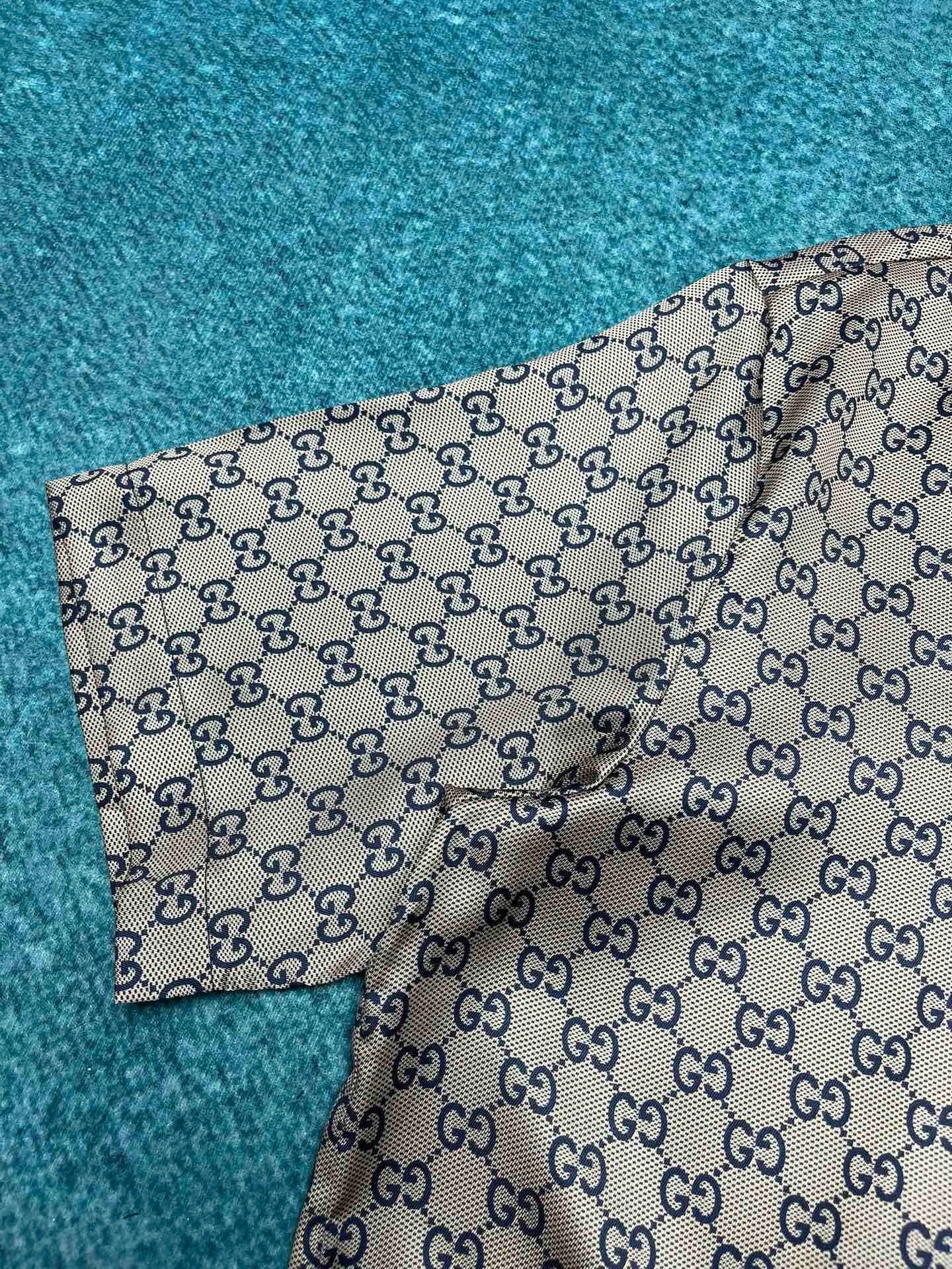 MONOGRAM PRINT SILK-STYLE SHIRT & SHORTS SET