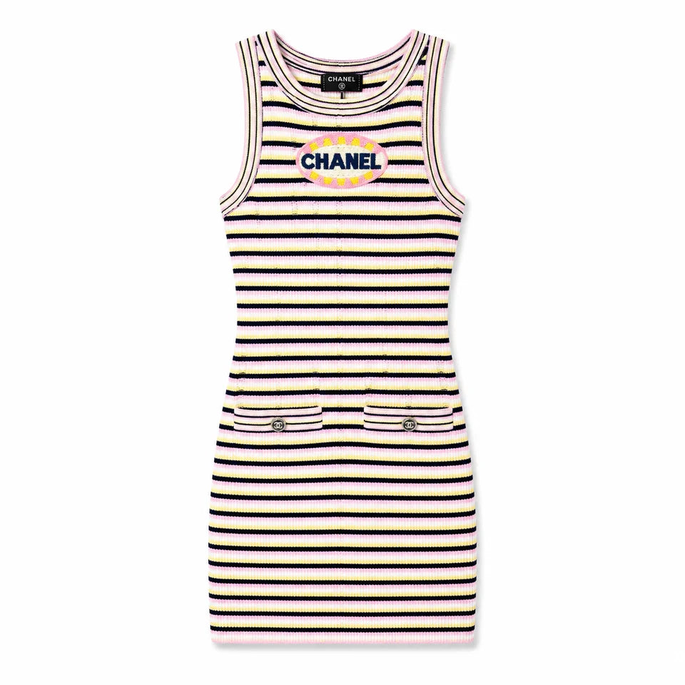 STRIPED KNIT MINI DRESS