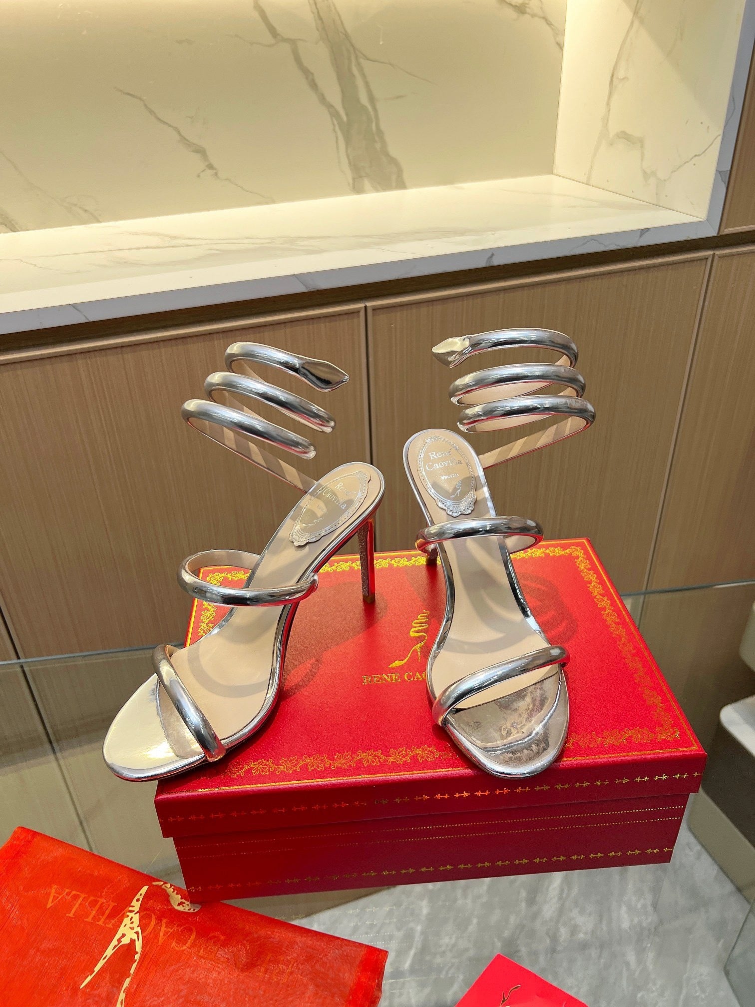 CHROME SPIRAL HEELS