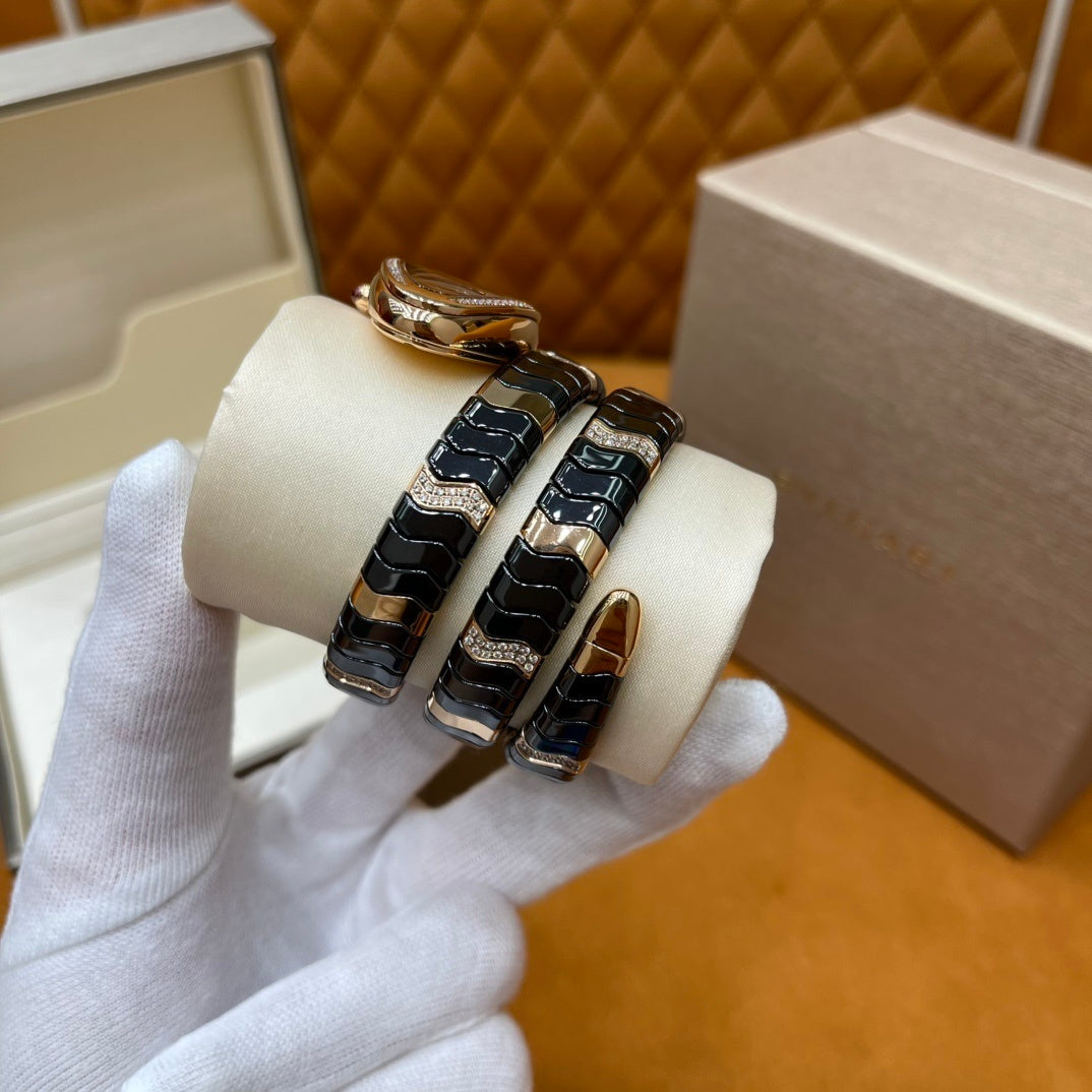 LUXURY SERPENT WATCH – GOLD & BLACK EDITION
