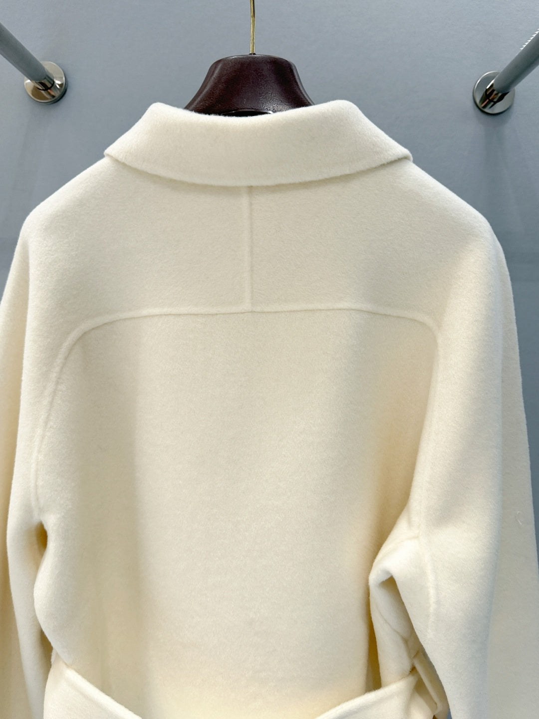 BELTED WOOL BLEND JACKET WITH ASYMMETRIC FRONT DETAIL