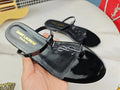 BLACK PATENT FLAT SANDALS WITH MINIMAL STRAP