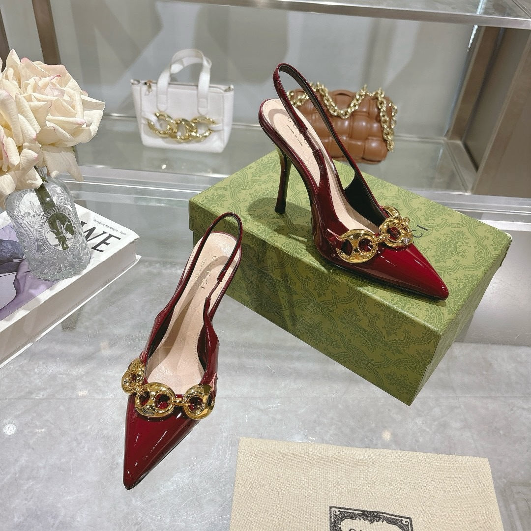 RED PATENT SLINGBACK HEELS