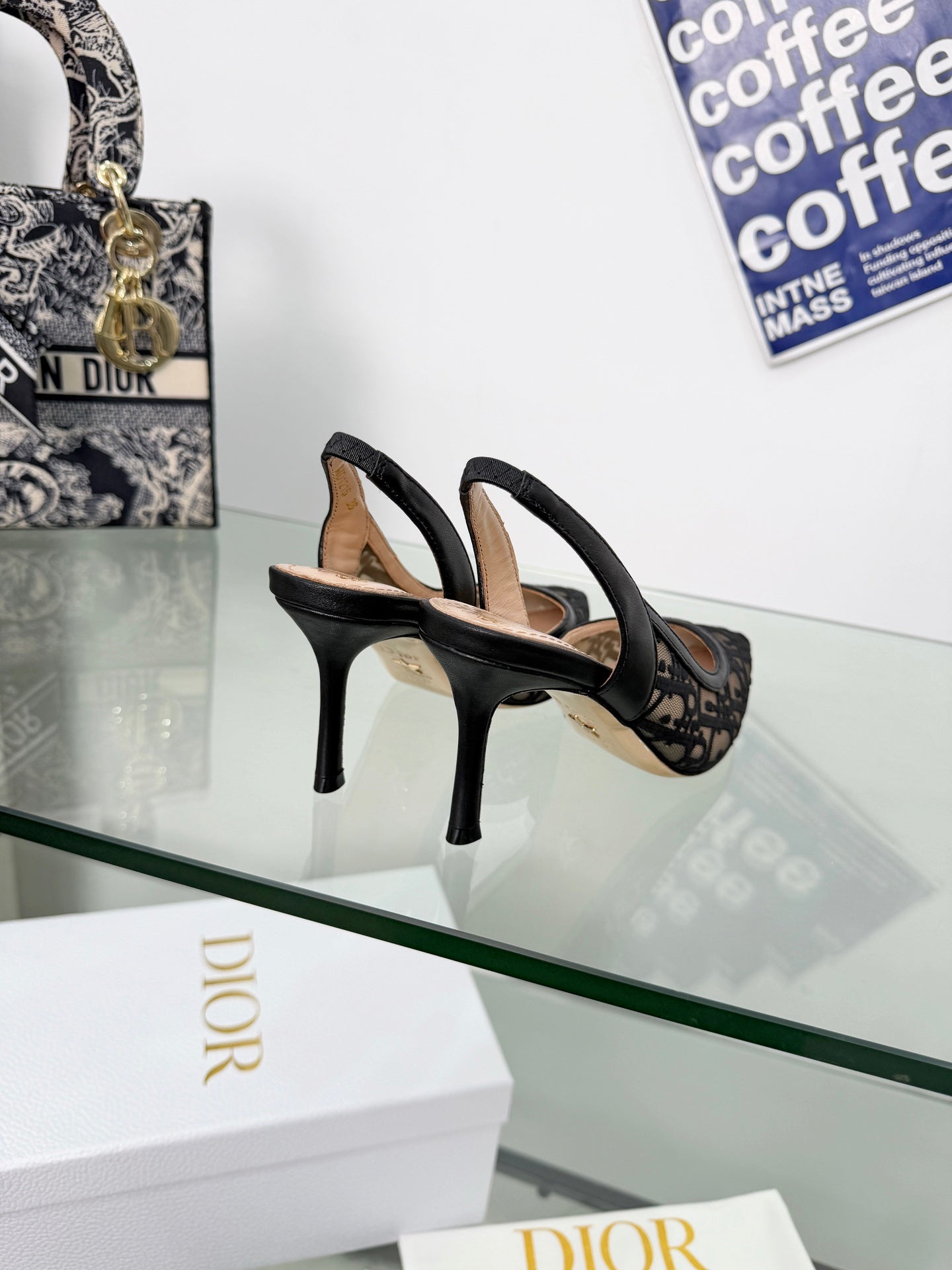 MONOGRAM MESH SLINGBACK POINTED-TOE HEELS