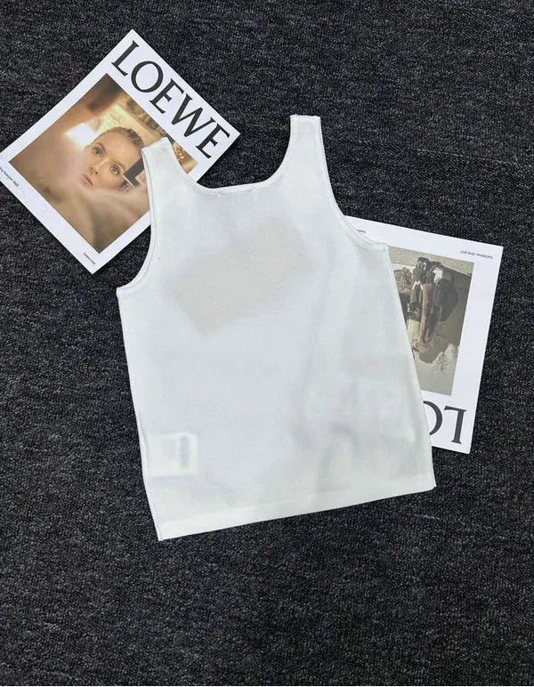 RIBBED LOGO KNIT TANK TOP