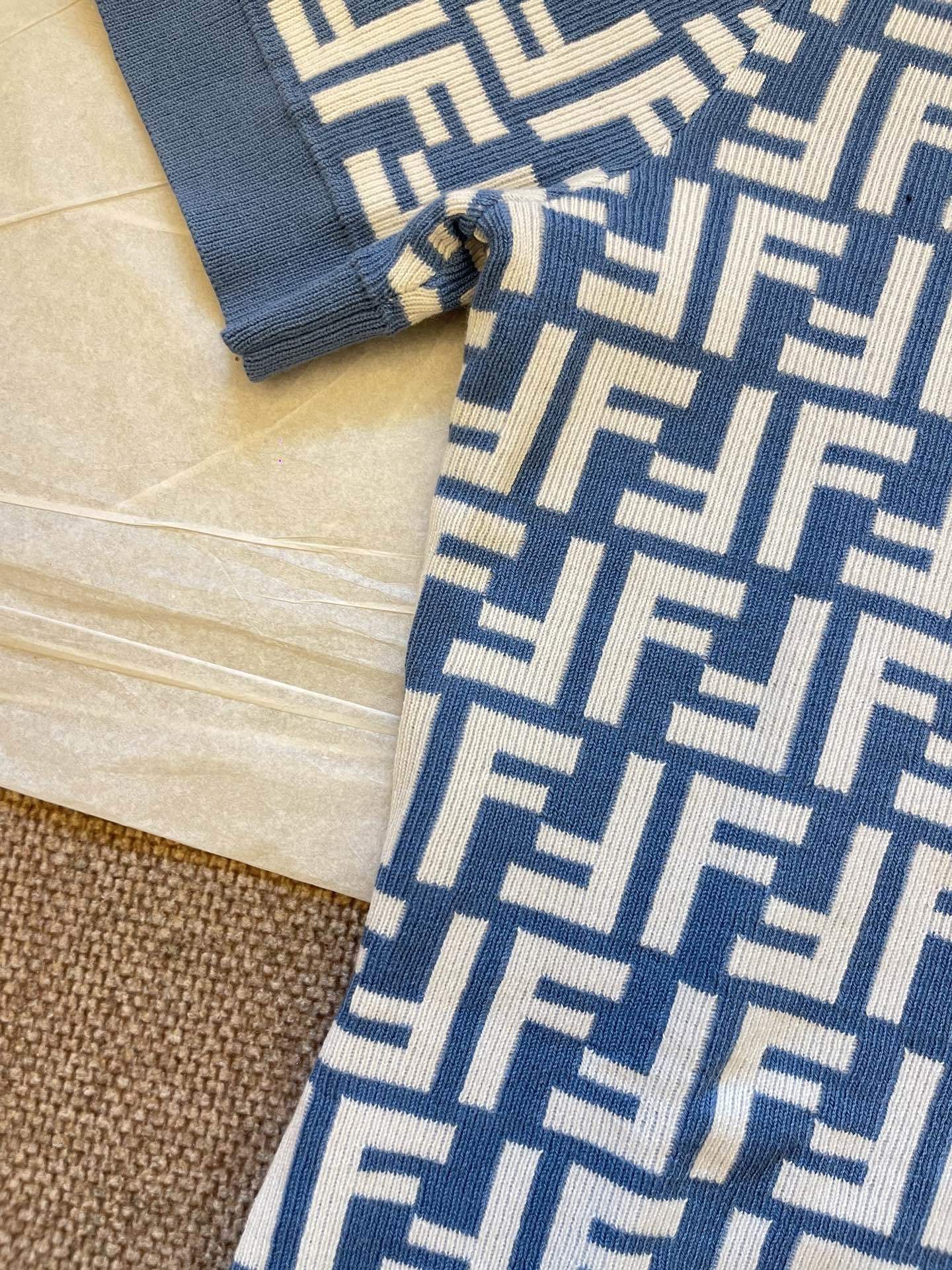 FENDI MONOGRAM KNIT TOP & DENIM SHORT SET