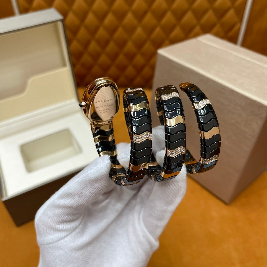 LUXURY SERPENT WATCH – GOLD & BLACK EDITION
