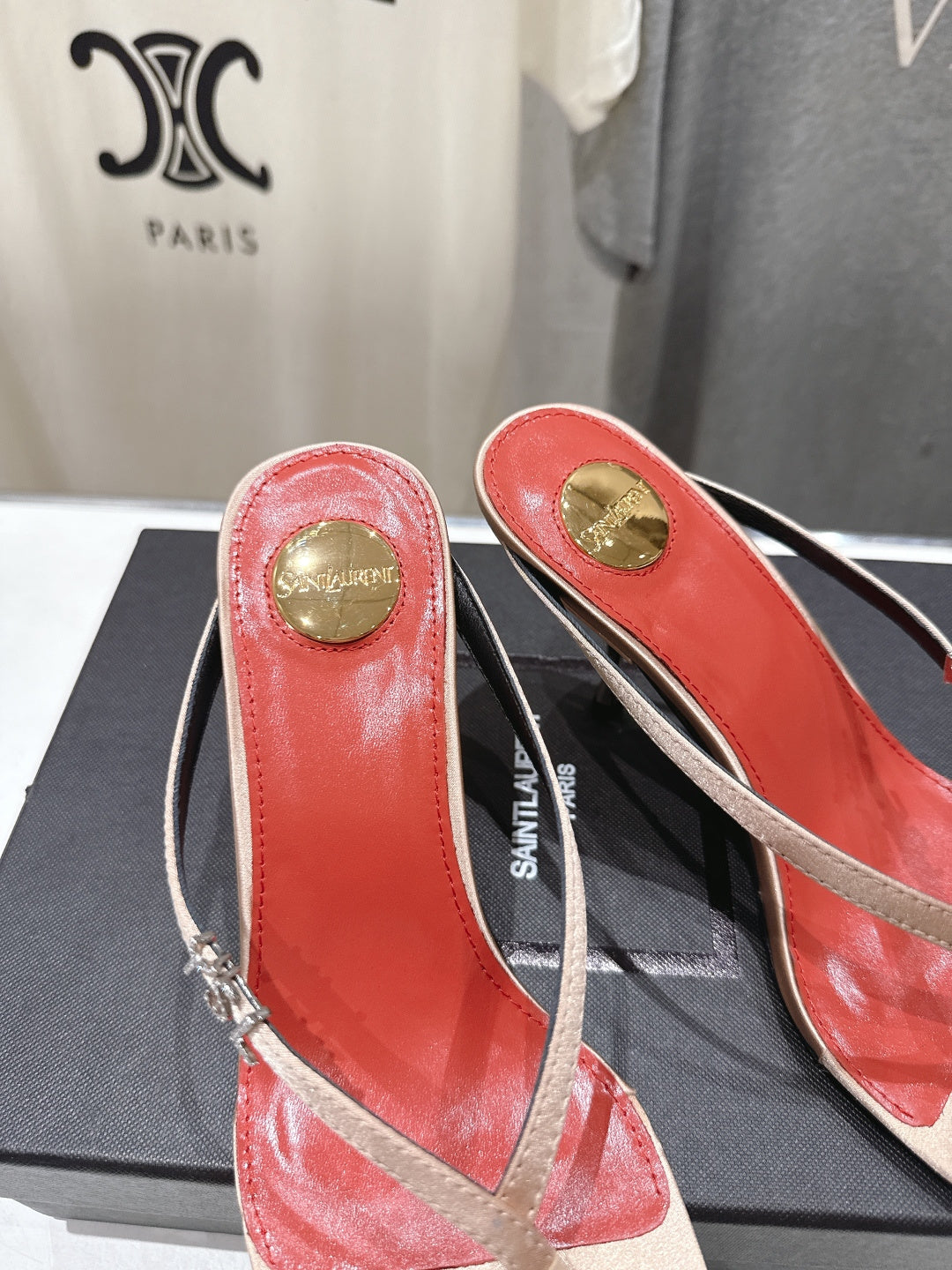 BEIGE STRAPPY KITTEN HEEL SANDALS