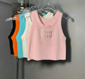 EMBELLISHED LOGO RIBBED CROP TANK