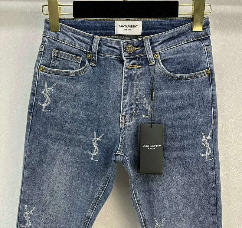 LOGO EMBROIDERED SLIM FIT DENIM JEANS