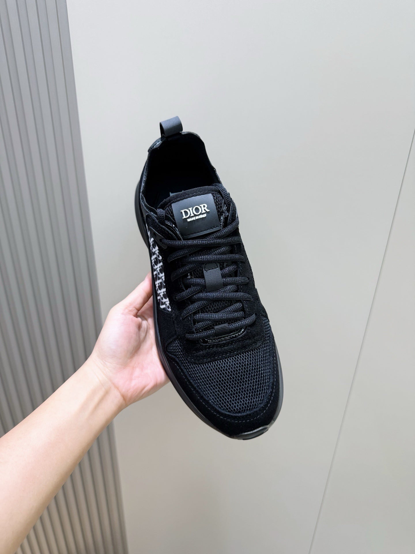 BLACK MONOGRAM PANEL SPORT SNEAKERS