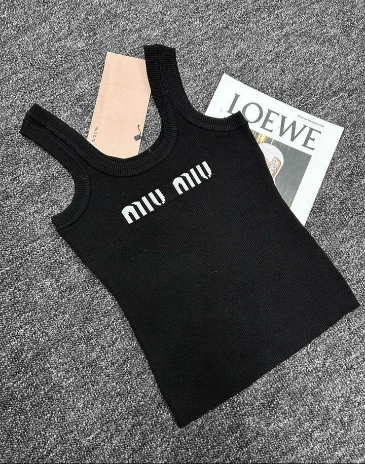 RIBBED LOGO KNIT TANK TOP
