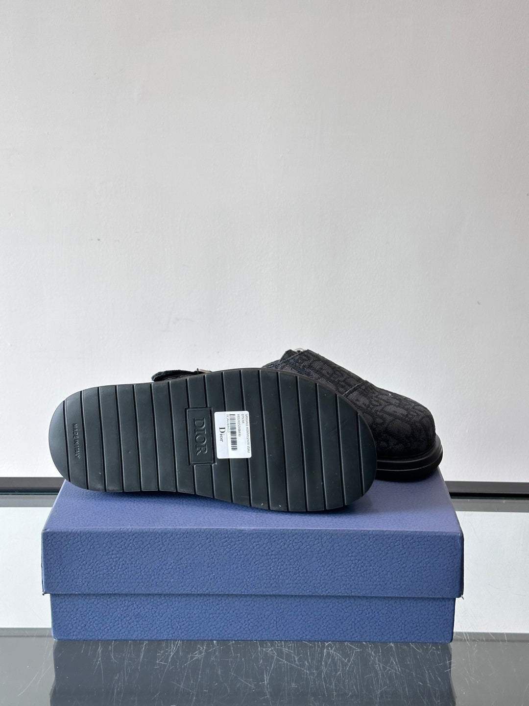 DARK MONOGRAM DESIGNER SLIDE MULES WITH METAL BUCKLE