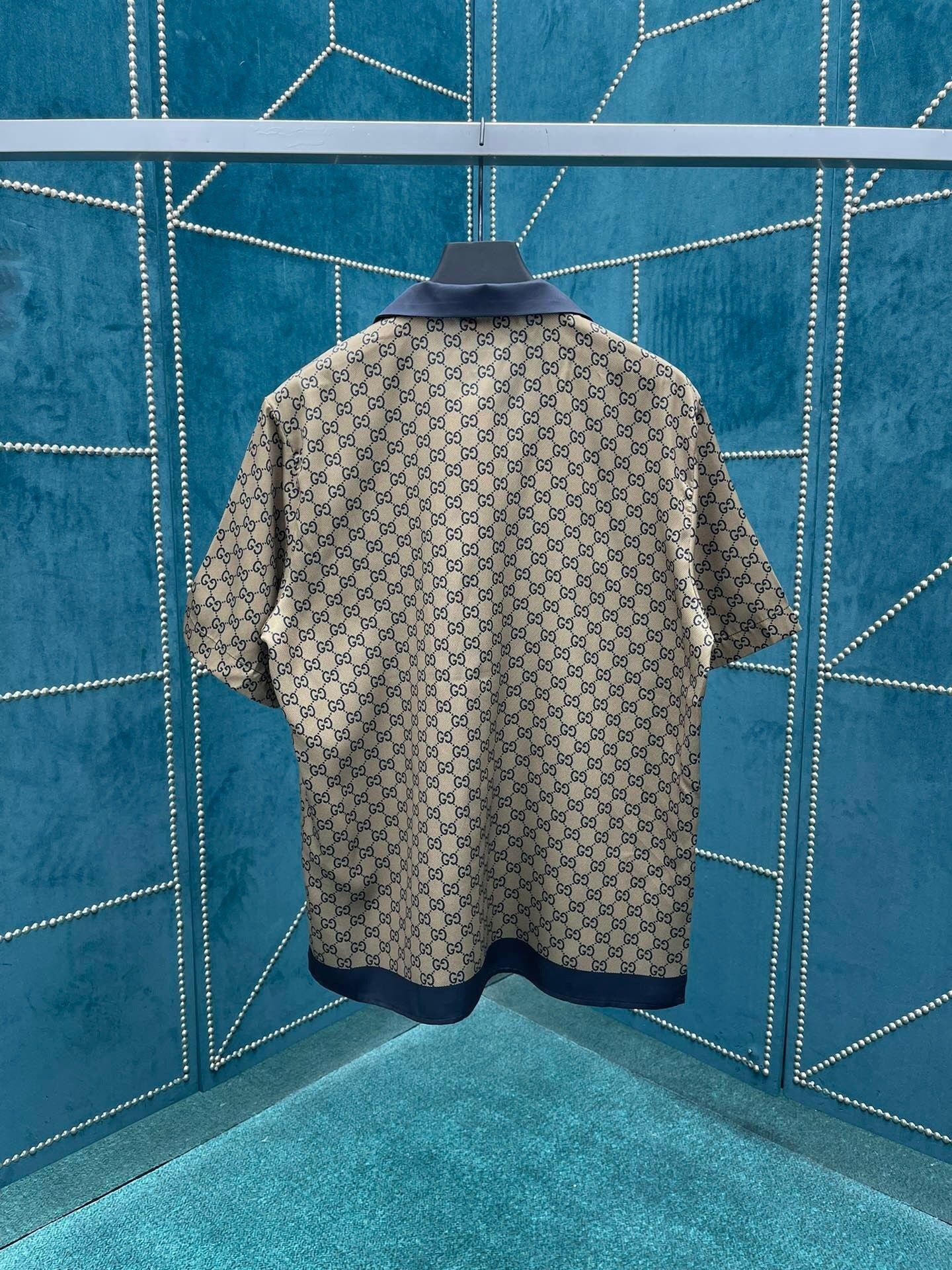 MONOGRAM PRINT SILK-STYLE SHIRT & SHORTS SET