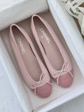 BLUSH PINK BOW DETAIL BALLET FLATS