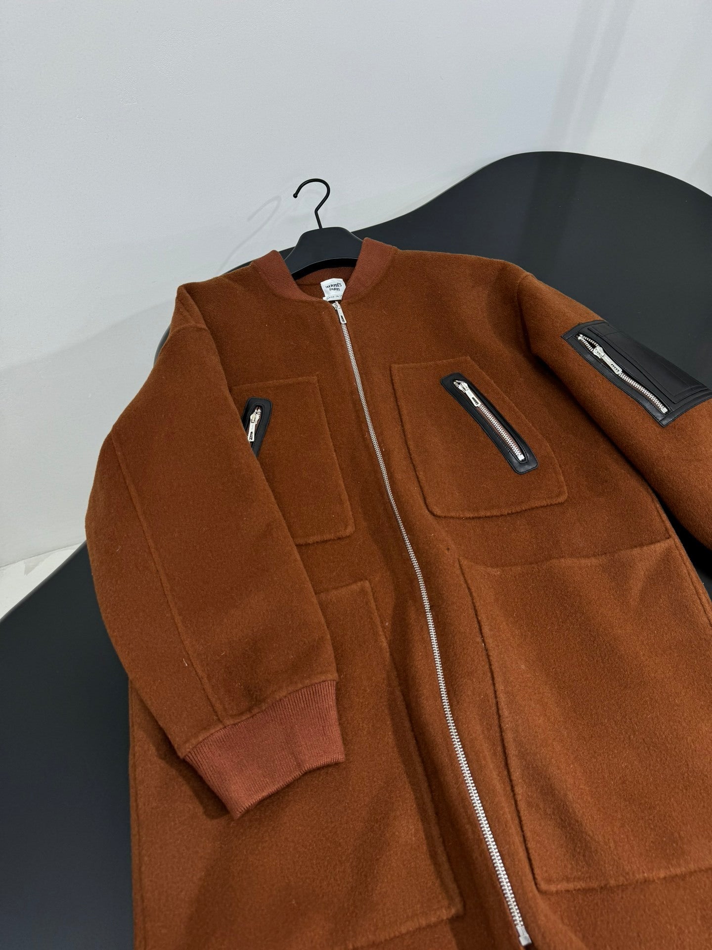 ZIP-FRONT WOOL-BLEND LONG COAT