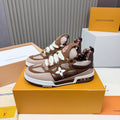 BROWN MESH PLATFORM SNEAKERS WITH CONTRAST PANELS