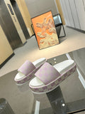 PASTEL MONOGRAM PLATFORM SLIDE SANDALS