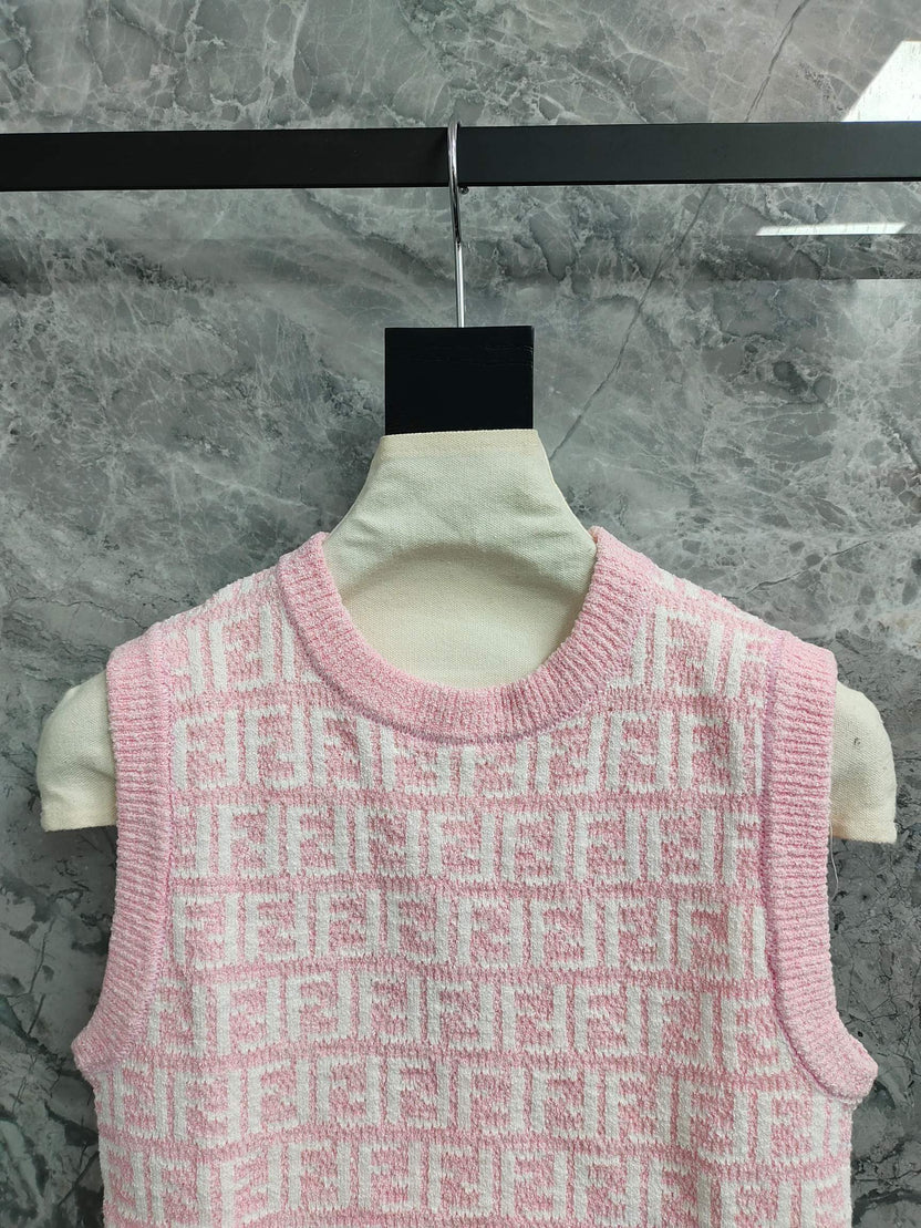 PINK MONOGRAM KNIT SLEEVELESS TOP