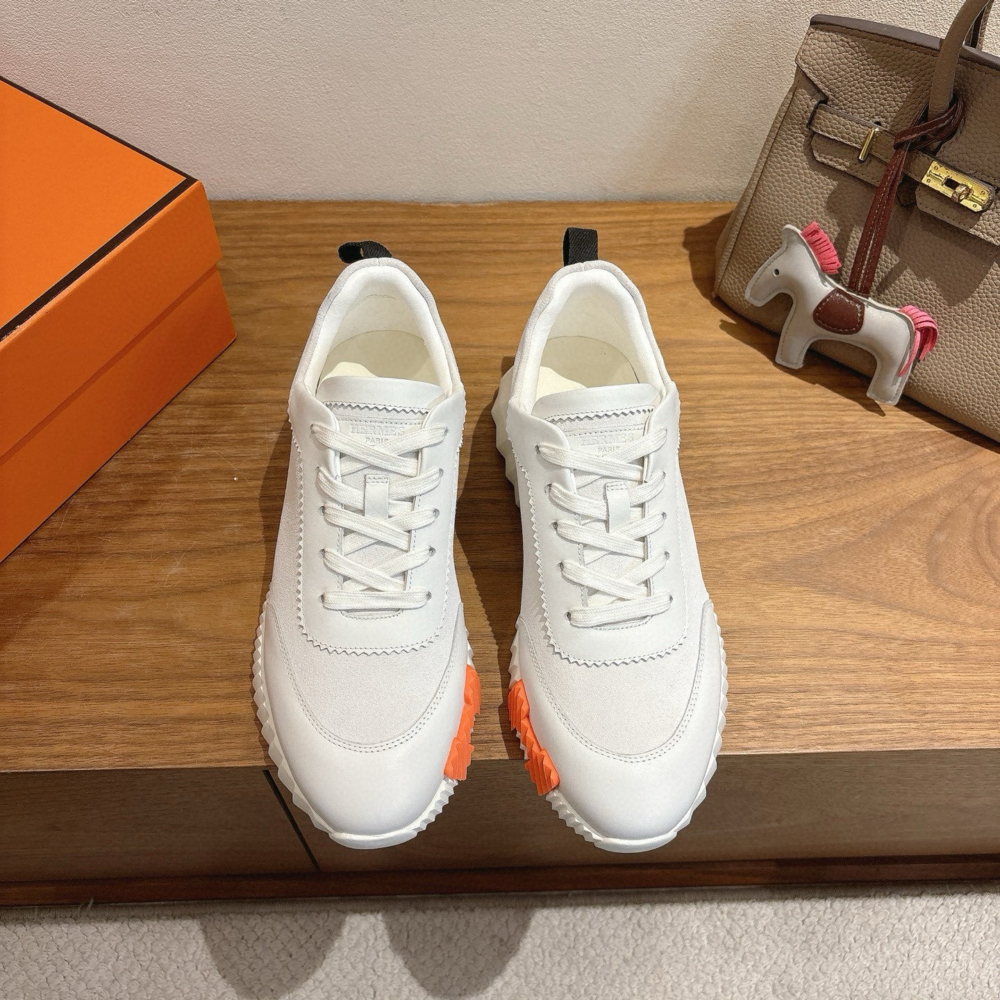 WHITE LEATHER & SUEDE LOW-TOP SNEAKERS