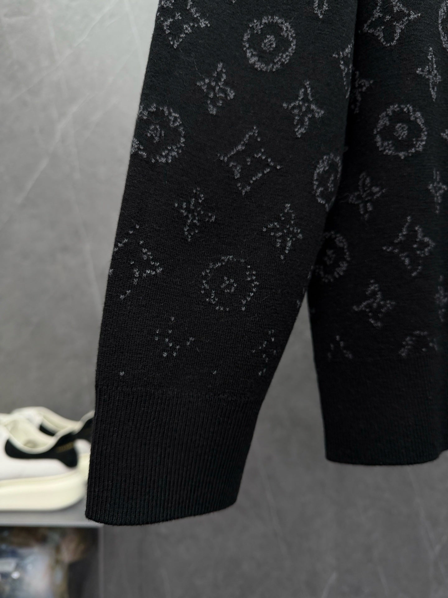 ALL-OVER MONOGRAM KNIT CREWNECK SWEATER