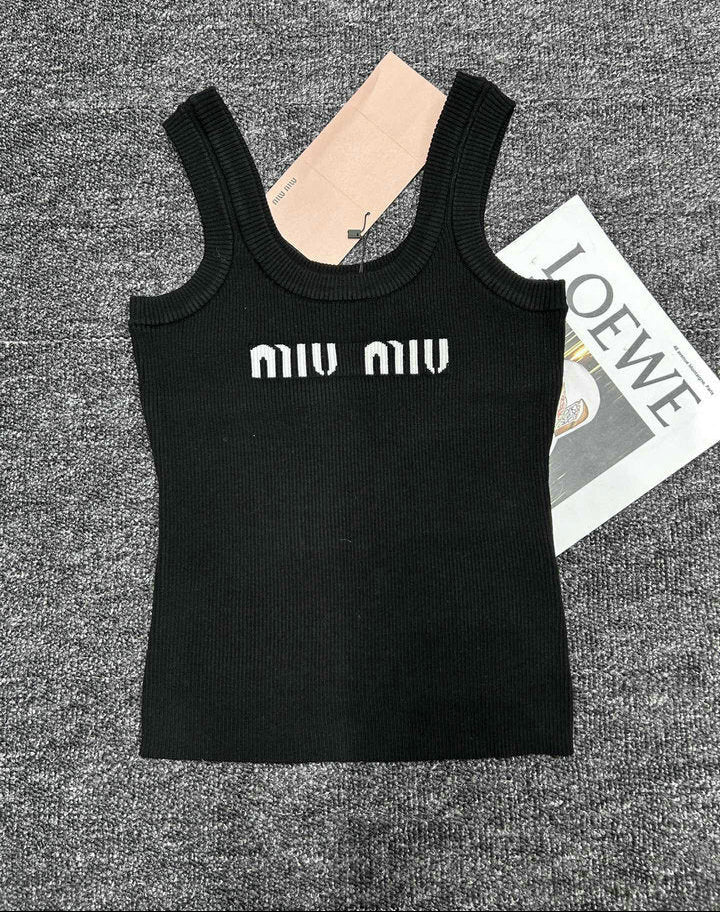 RIBBED LOGO KNIT TANK TOP
