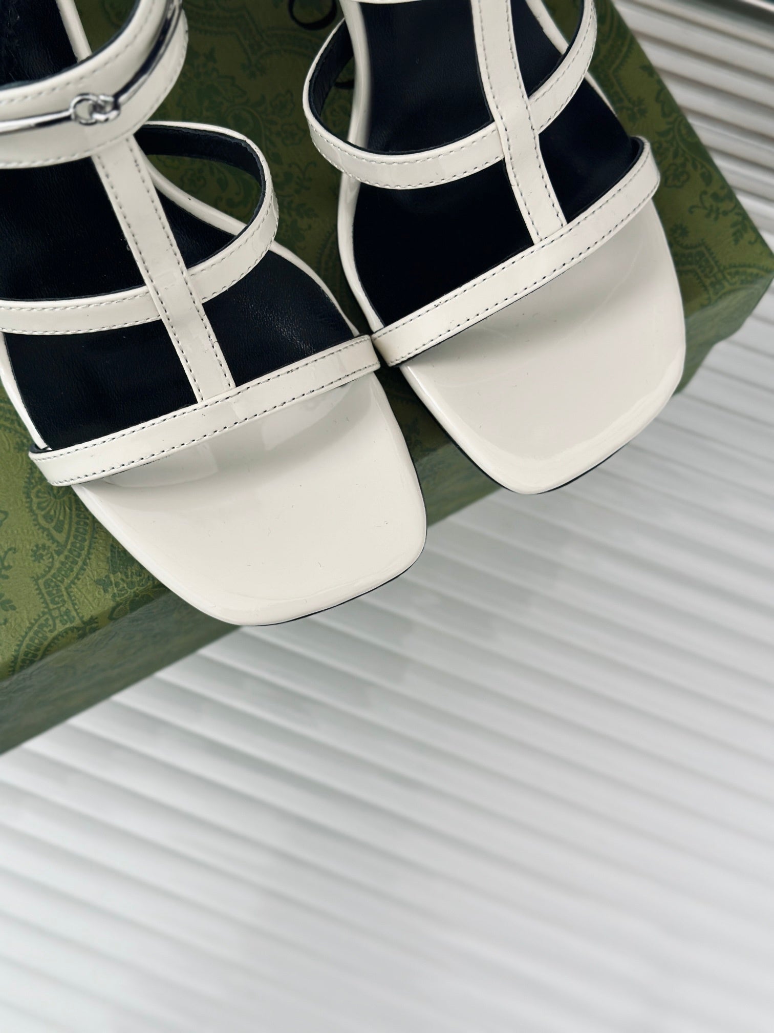IVORY STRAPPY HEEL SANDALS WITH MODERN MINIMAL DESIGN