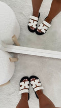 TWO-TONE COMFORT SLIDE SANDALS