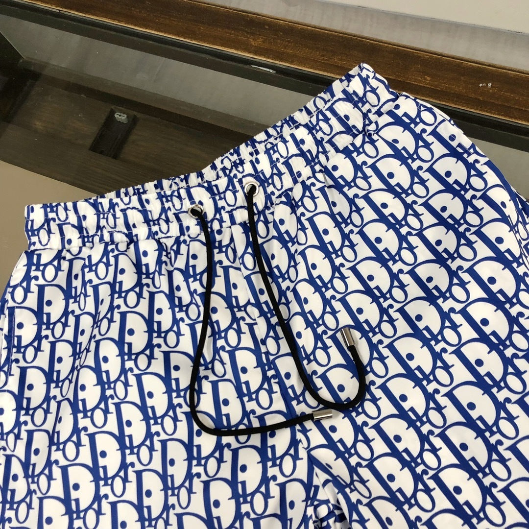 MONOGRAM SWIM SHORTS – WHITE & BLUE