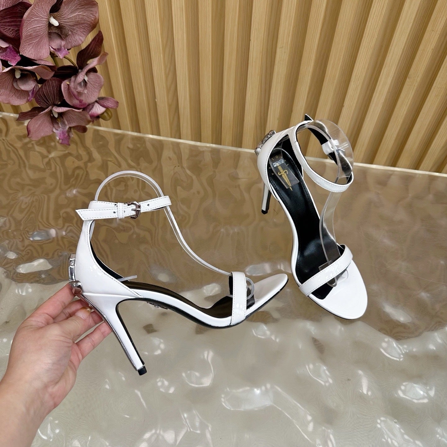 PATENT WHITE STILETTO SANDALS – ELEGANT MINIMALIST EDITION