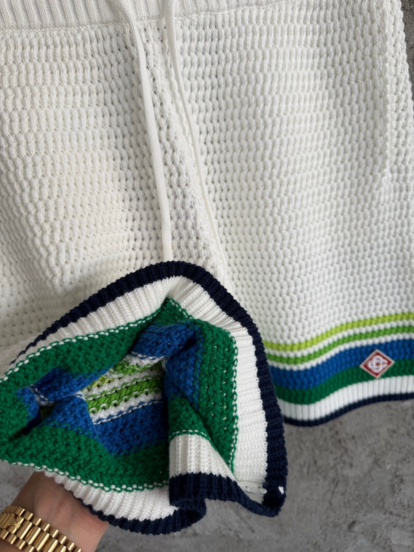 MULTICOLOR STRIPE CROCHET KNIT SET