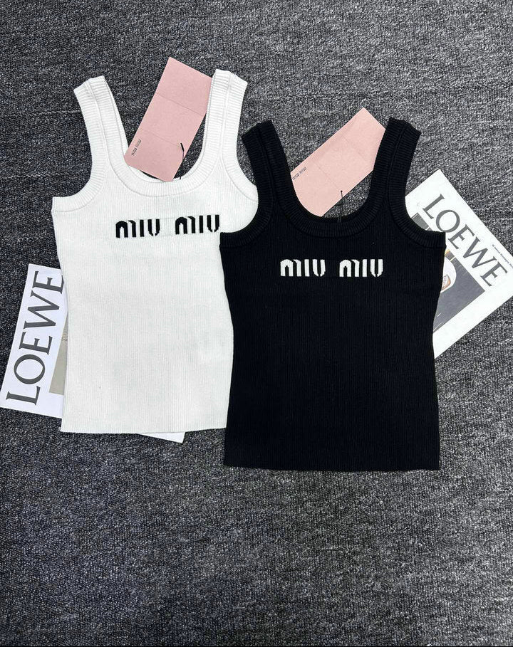 RIBBED LOGO KNIT TANK TOP
