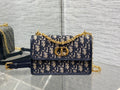 NAVY MONOGRAM CHAIN SHOULDER BAG