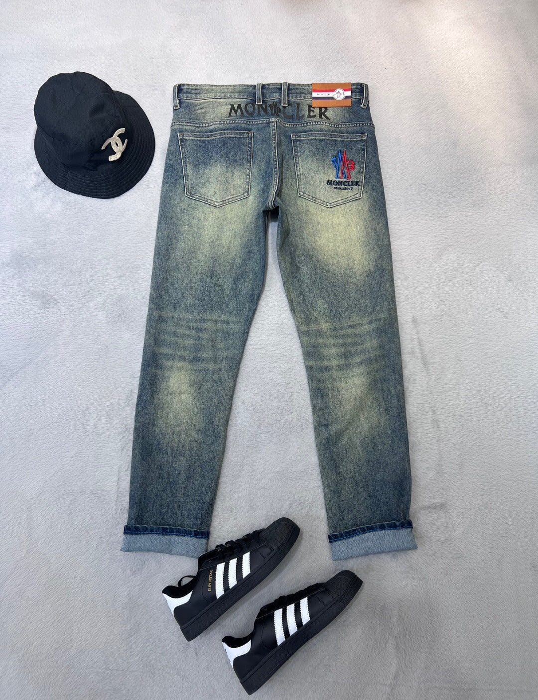 EMBROIDERED LOGO DENIM JEANS