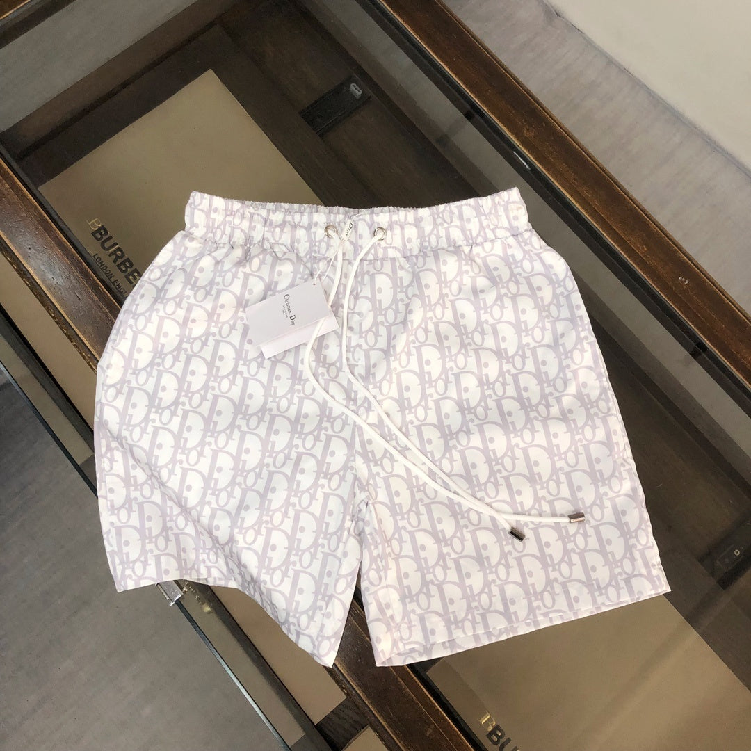MONOGRAM SWIM SHORTS – LIGHT GREY & WHITE