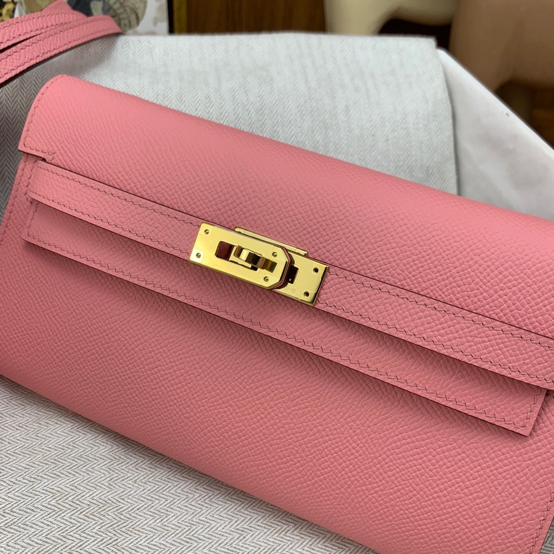 LUXURY PINK LEATHER CROSSBODY WALLET BAG