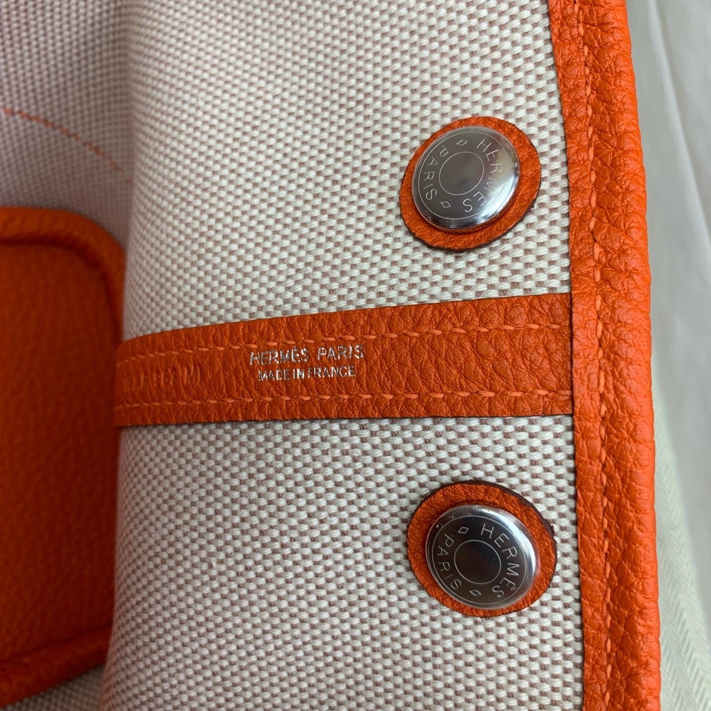 LUXURY ORANGE CANVAS & LEATHER TOTE HANDBAG