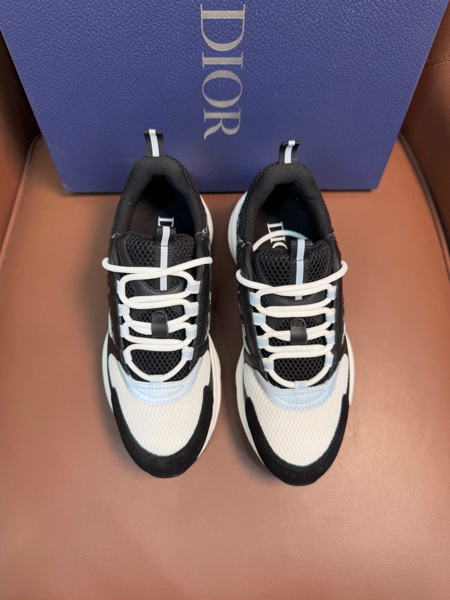 BLACK & WHITE MONOGRAM CHUNKY DESIGNER SNEAKERS